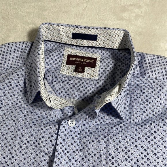 Johnston & Murphy Blue Patterned Casual Button Down Shirt - Picture 1 of 8